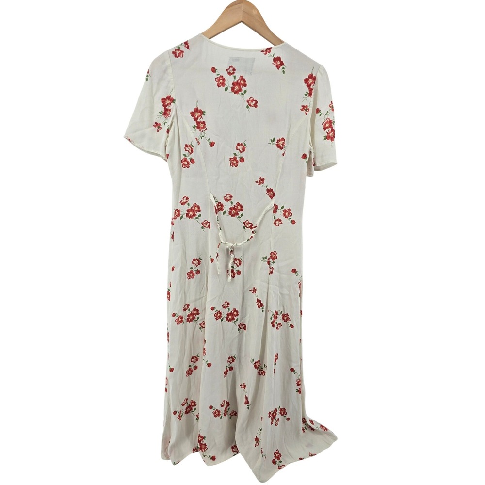 Reformation Dress Womens 6 White Floral Lacey Midi Button Front Short Sleeve - Picture 3 of 5